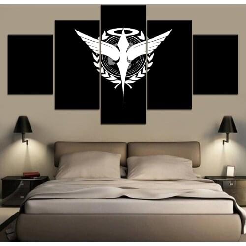 5 Pieces Canvas Art Print Animation Poster Gundam Anime Painting Modern HD Print Home Bedroom Decorative Wall Picture Artwork