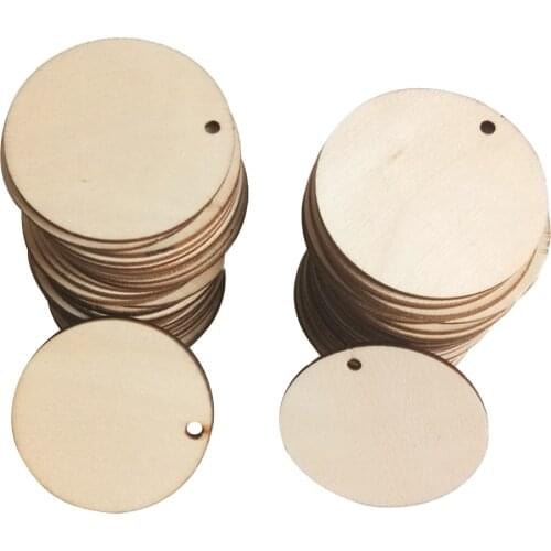 50pcs Blank Round Wooden Pieces DIY Craft Scrapbooking Wedding Party