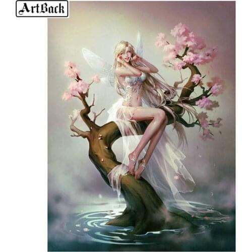 5d diamond painting fairy cherry tree elf pattern full square drill diamond mosaic 3d full round diamond embroidery sticker