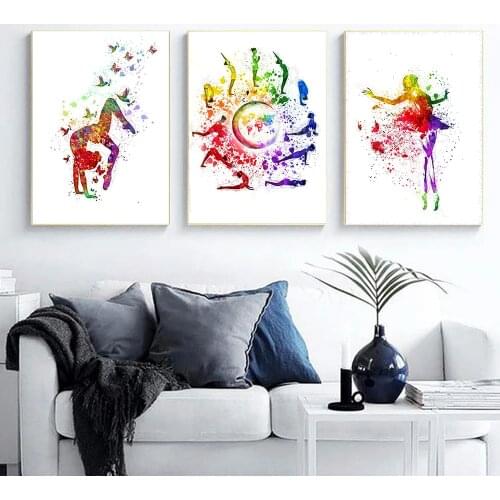 Ballet Girl Canvas Painting Abstract Sun Salutation Yoga Art Colorful Poster Buddhism Prints Poster For Living Room Home Decor