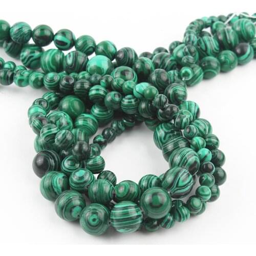 Green Malachite Stone Beads Round Loose Peacock Spacer Beads For Jewelry DIY Woman Charm Bracelet Necklace 15"Inch 4/6/8/10/12mm