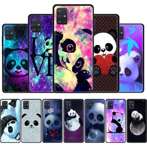 For Samsung Galaxy A51 A71 A21s A31 A12 A41 M31 M51 Phone Case A52 A32 A11 M30s A42 A01 Black Soft Cover Cute Cartoon Panda Capa
