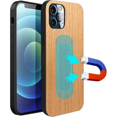 Wooden Magnetic Phone Case For iPhone 12 12 Pro Case Wireless Charger Magsafe Back Cover for iphone 12 Pro Max 12 Mini 12 Coques