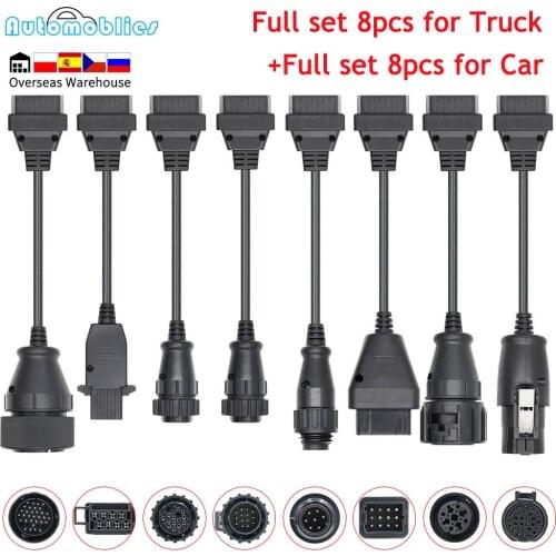 OBD2 Full set 8 Car Truck OBD Connector Extension Cables For Scania For BMW Car diagnostic Scanner Auto tool For multidiag pro