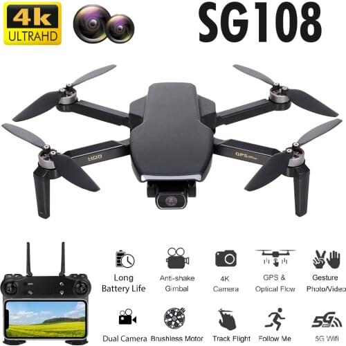 SG108 RC Drone with Camera 4K Camera Brushless Drone Dual Camera 5G WiFi FPV GPS Optical Flow Positioning RC Qudcopter VS SG906