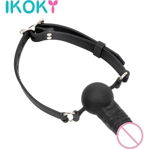 IKOKY Dildo Mouth Gag Penis Gag Oral Fixation SM Bondage Slave with Locking Buckles Sex Toys for Couples Erotic Toys Fetish