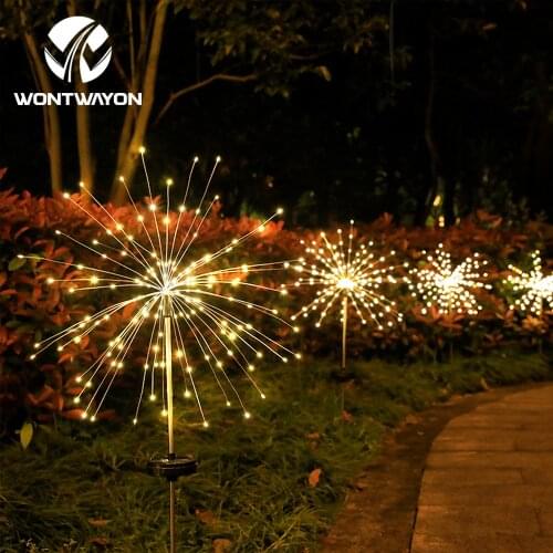 Solar Firework Light 90/120/150LED Outdoor Lawn Light String Waterproof Outdoor Lighting Landscape Garden Holiday Wedding Light