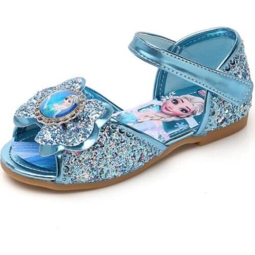 Disney Brand Shoes For Baby Girls Cartoon Frozen Elsa Princess Sandals Summer Girls Flat Shoes Beach Sandals Elsa Shoes