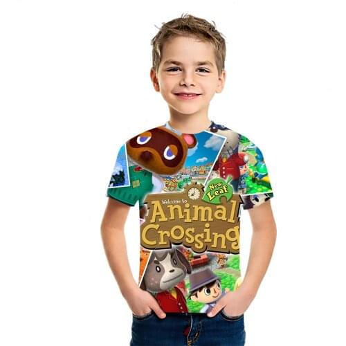 Harajuku Japanese Anime Animal Crossing Game Animal Crossing T-Shirt Childrens 2021 Summer Fashion Short Sleeve Casual Top