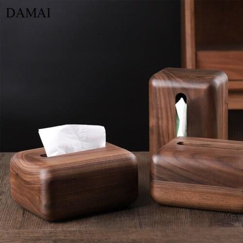 Black Walnut Tissue Box Cover Magnetic Tissue Holder Dining Table Napkin Holder Living Room Desktop Paper Towel Home Decoration