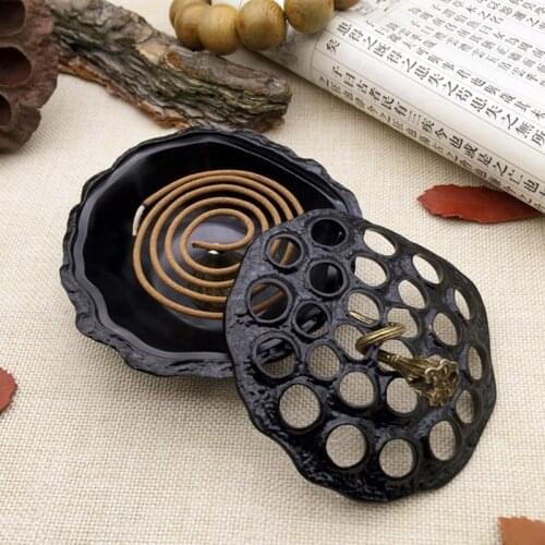Creative Copper Alloy Lotus Incense Burner Home Decor Handcrafts Coil Censer Holder Religious Articles Yoga Office Ornaments