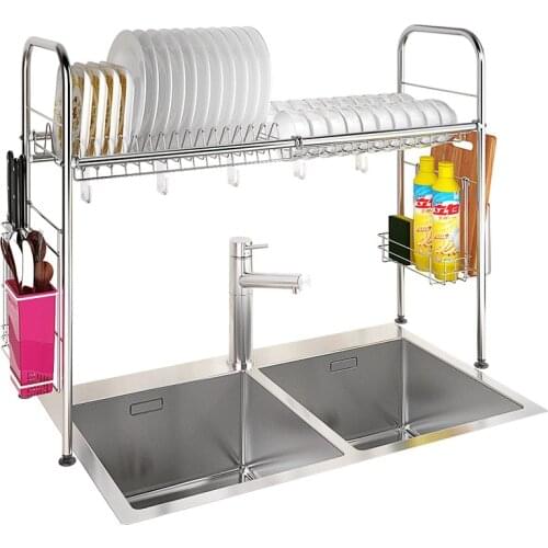 Sinoart Stainless Steel Kitchen Shelf Dish Rack Sink Top Washing Dishes Chopsticks Spoon Collection Knief Draining Water Rack