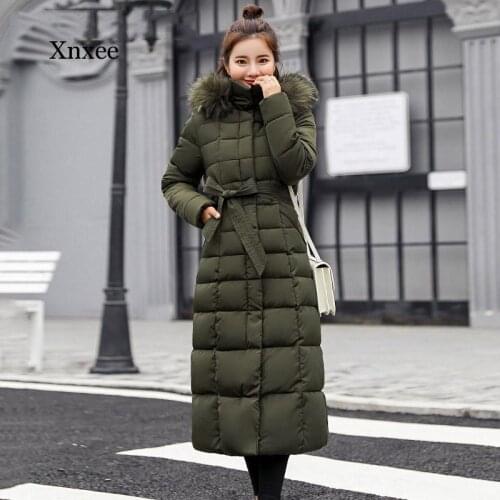 New Long Parka Fashion Slim Women Winter Jacket Cotton Padded Warm Thicken Ladies Lace Up Coats Womens Jackets Overcoat Clothing