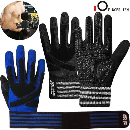 Men Women Training Gym Gloves Fitness Weight Lifting Full Finger Support with Bracer Breathable Sports Exercise Drop Shipping