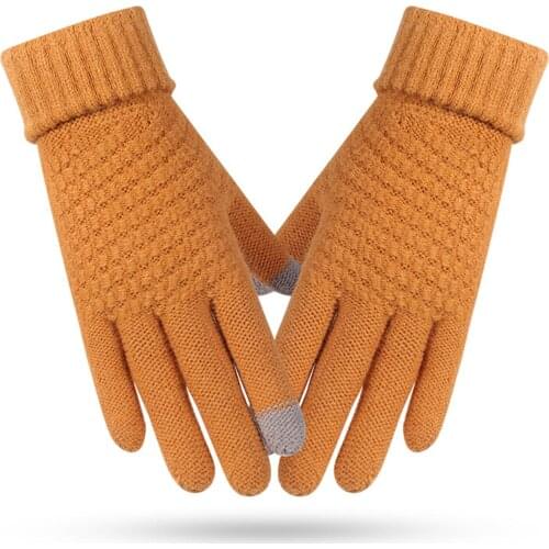 1Pair woman Men Thicken Knitted Gloves For Phone Screen Male Winter Autumn Warm Wool Cashmere Solid Gloves Men Gloves