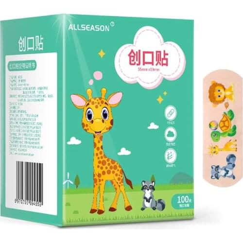 Unique 100PCs Waterproof Breathable Cute Cartoon Band Aid Hemostasis Adhesive Bandages First Aid Emergency Kit For Kids Children