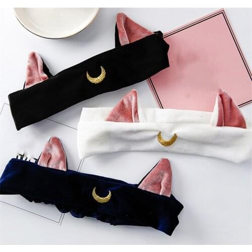 VIVILADY New Hot Sale Coral Fleece Wash Face Make Up Women Hairbands White Black Blue Color Cat Ears Shape Headdress Gift