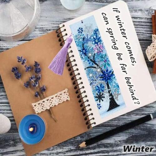 PPYY-4PCS 5D Diamond Painting Bookmarks Painting Kits for Adults Seasons Trees Art Special Shape Diamonds 8.3X2.4 Inch