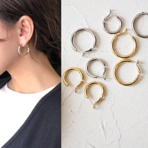 FLASHBUY Simple Alloy Hoop Earrings for women 2020 Gold Circle Round Hoop Eearrings Fashion Jewelry wholesale INS New