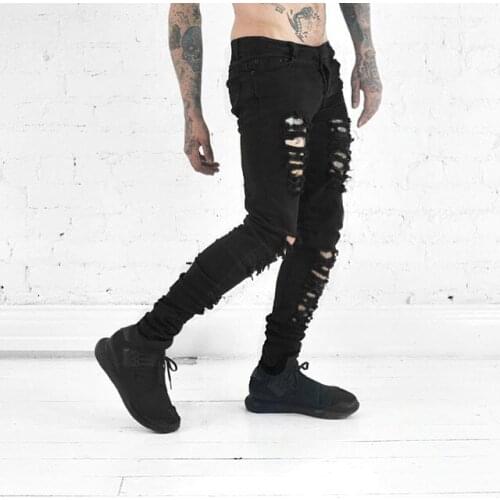 NEW Rap Plus Size represent clothing designer pants black destroyed mens slim denim straight biker skinny jeans men ripped jeans