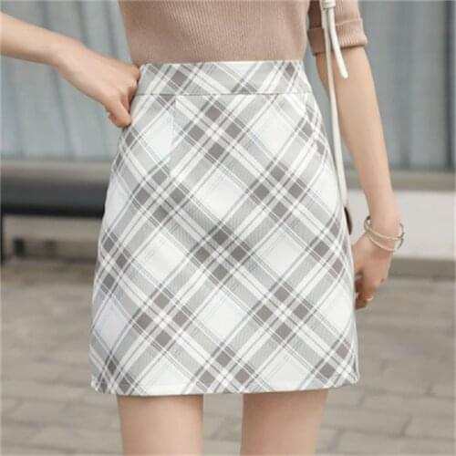 High Waist Sexy Plaid Women Mini Skirt Korean Cute Sweet A-line Slim Wrap Skirts Fashion Casual Party Club Bottoms with Zipper
