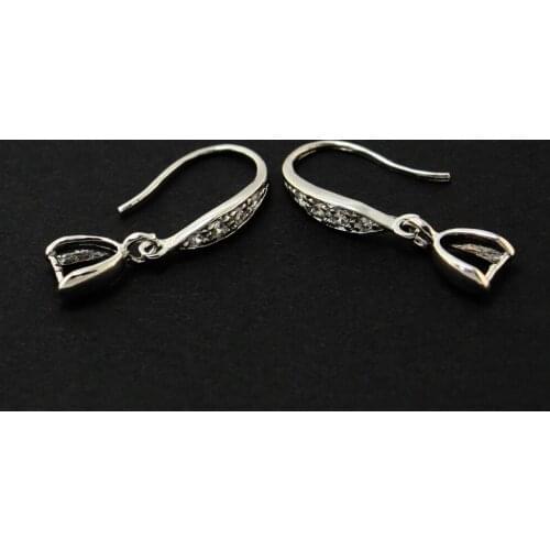 3pair/lot 925 Sterling Silver Earring Hook With Rhinestone 3.5* 25mm CN-BFS014