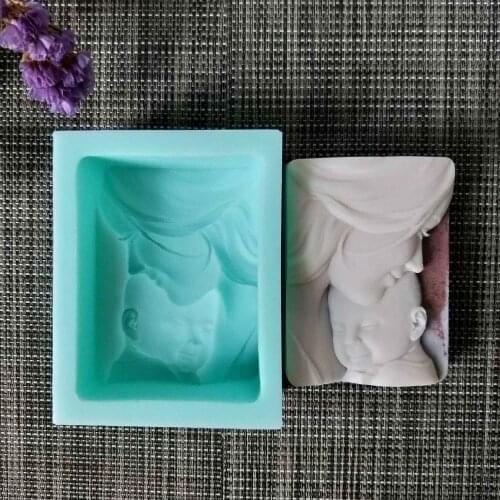 TS0076 PRZY Silicone Soap Baby Mother and Son Soap Mold Candle Mould Aroma Moulds Soap Making Mould Resin Clay Mold Eco-friendly