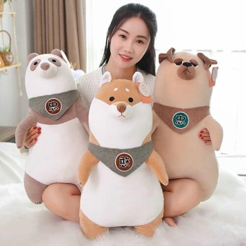 Cute Soft Plush Animals Pillow Funny Dog Toys Stuffed Cartoon Fat Pig Cloth Panda Doll Sofa Catte Cushion Kids Baby Gift