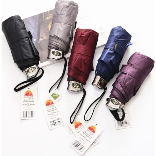 Exporting mens plain color pocket Mini Umbrella ultra-light five color folding UV protection Sunny and rainy Umbrella