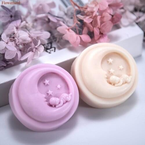 Sleeping Baby on Moon Handmade Soap Silicone Mold DIY Round Soap Stome Mold Soap Making Supplies Cake Decors Cake Chocolat Mold