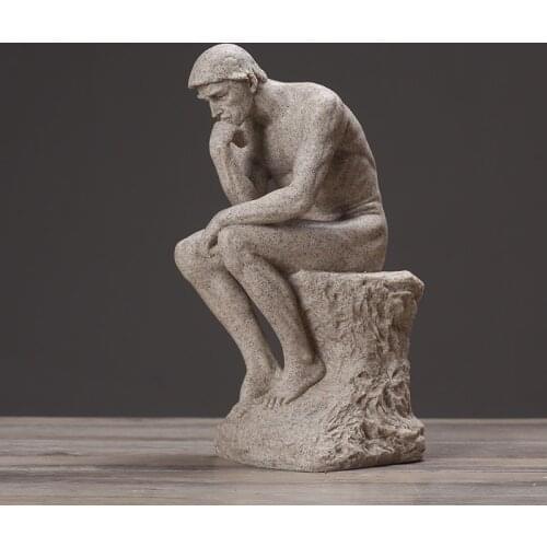 Rodin The Thinker Statue Fine Art Sculpture Male Nude Figure Sculpture Statue Ornament Modern Art Resin Decoration Craft