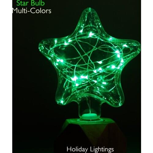 LED Star Shape Vintage Filament Glass Bulb Retro Lamp E27 AC85-265V Multi Colors Lampada Copper Wire String Decor Lights