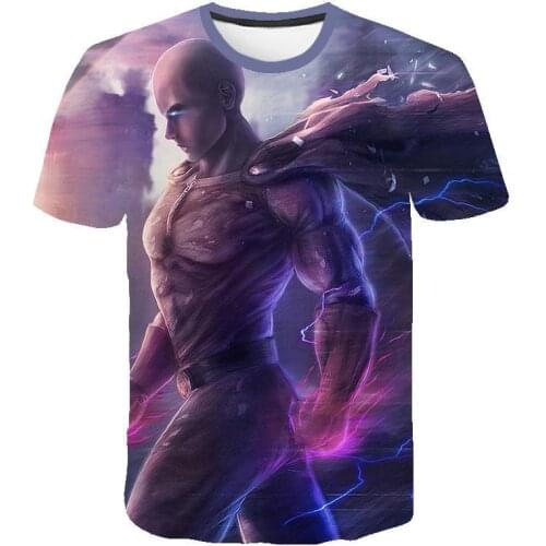 Anime One Punch Man Funny T-shirt Summer Harajuku Cool Streetwear Casual Japanese Hip Hop 3D Tops Tees Clothes Mens Clothes Tops