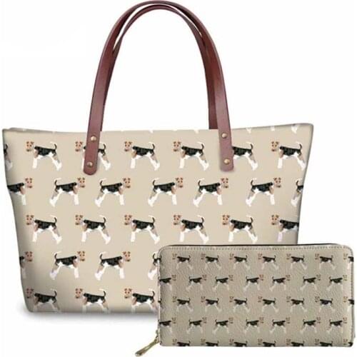 NOISYDESIGNS Top-handle Bags Fox Terriers Dog Printing Women Bag Big Shoulder Bag Womens Leather Purse Clutch Female Handbag