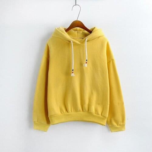 Women Hoodies Sweatshirts New Hot Sale Candy 10 Color Long Sleeved Thick Casual All-match Solid Leisure Hooded Hoodie Loose Tops