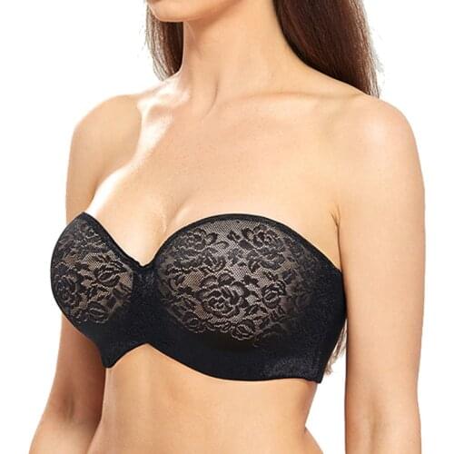 Plus Size Womens Seamless Underwire Bra Lift Lace Padded Half Cup Multi-Way Strapless Bra Female Lingerie 40 42 44 C D DD E F G