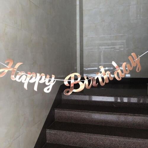 1set Conjoined Letters Happy Birthday Bunting Banner 9. Gold Silver Letters Hanging Party Decor for Kids Birthday Favor Banner