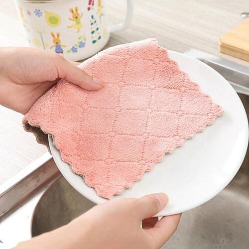 1pcs Micro Fiber Cleaning Cloth Rags Water Absorption Non-Stick Oil Washing Kitchen Towel Household Cleaning Wiping Supplies