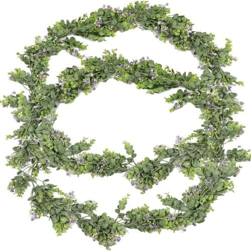 2 Packs 6FT Artificial Eucalyptus Garland Greenery Vine Plant For Wedding Background Arch Wall Decor