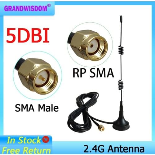 5pcs 2.4Ghz Wifi Antenna SMA Male Connector 5dbi 2.4G antena magnetic base Sucker antenne 3 meters extension cable wi-fi router
