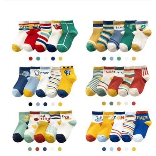 5Pairs Children Socks Boys Girls Socks Breathable Cotton Children Sport Socks Spring Summer Toddler Socks meia infantil 9-12 old