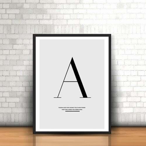 Abstract Letter "A" Means Appreciation Canvas Print Painting Nordic Style Poster Wall Art Picture For Home Decor Unframed LZ695