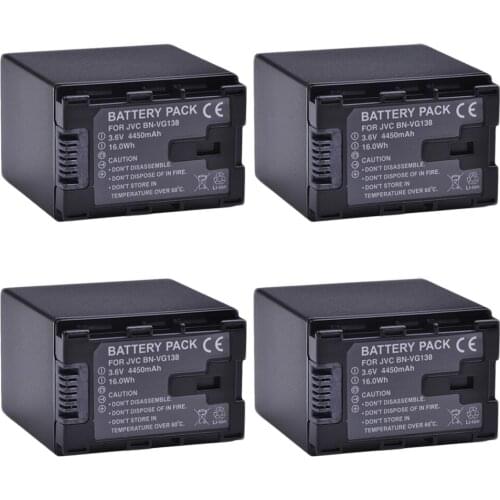 Batmax 4Pc 4450mAh BN-VG138 BN VG138 Camera Battery for JVC GZ E10 E100 E245 E265 E565 E575 GX1 G3X G5 GX8 EX210