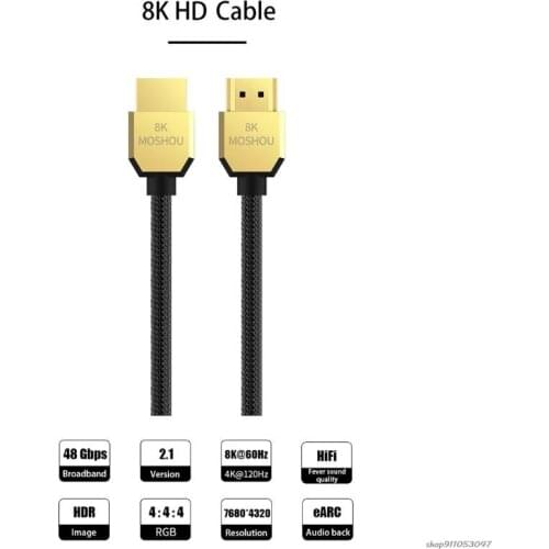 FreeShip 8k 60Hz 48Gbps HDMI-compatible V 2.1 Cables Dynamic- HDR- for TV Set-top Box PS4 Ps5 Connection Adapter Cable wholesale