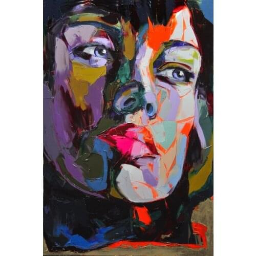 Free Shipping Handpainted Modern Abstract Art Colorful Wall Pictures Handsome Lady Figure Portrait Art Oil Paintings On Canvas