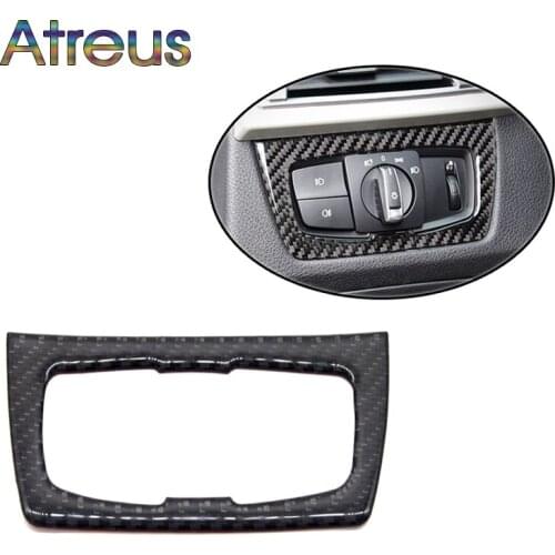 Atreus Carbon Fiber Headlight Adjust Switch Interior Decorative Stickers For BMW F30 F35 Accessories For BMW 3-Series GT 320i