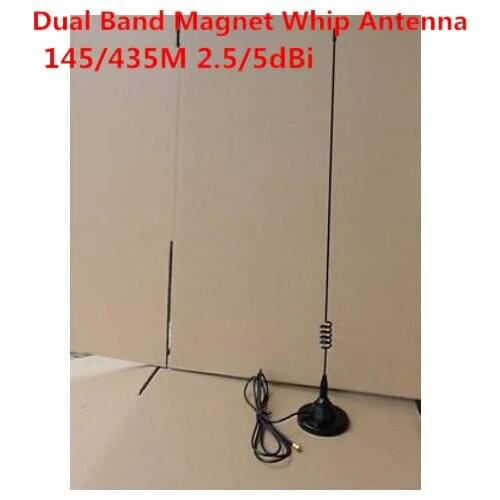 Dual band 145/435MHz vehicle whip antenna 3m RG58 cable mobile radio car roof magnet mount antenna