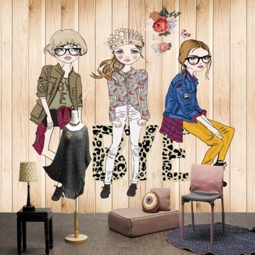 Photo wallpaper Vintage 3D mural Bar Cafe KTV background wall wallpaper wood girl living room Internet cafe wallpaper mural