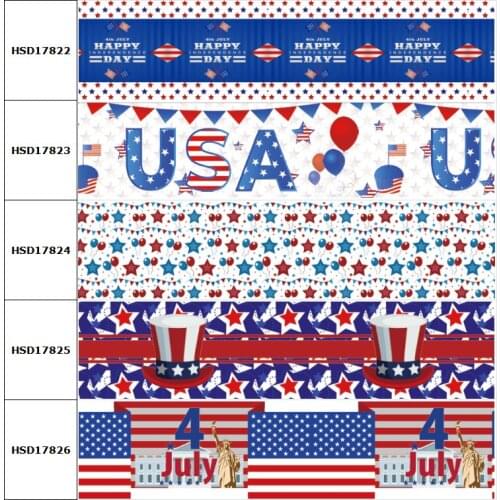 HSDCraft July 4 for America Independence Day Printed Grosgrain/Satin Ribbon for DIY Sewing Hairbow Accessories Decoration 25MM