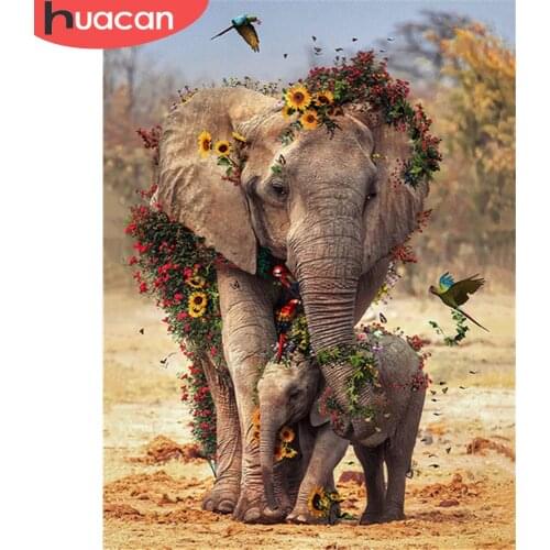 HUACAN Diamond Painting Elephant Cross Stitch Sale 5D Diamond Embroidery Animal Full Square Drill Rhinestone Kit Handmade Hobby